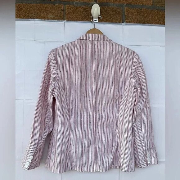 ATM Anthony Thomas Melillo Textured Linen Striped Schoolboy Blazer size 6 - Picture 9 of 14